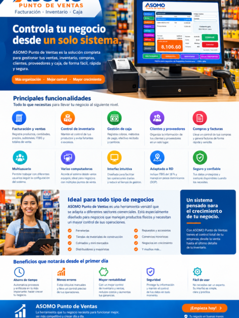 SISTEMA PUNTO DE VENTAS ASOMO: FACTURACION  - INVENTARIO - CAJAS